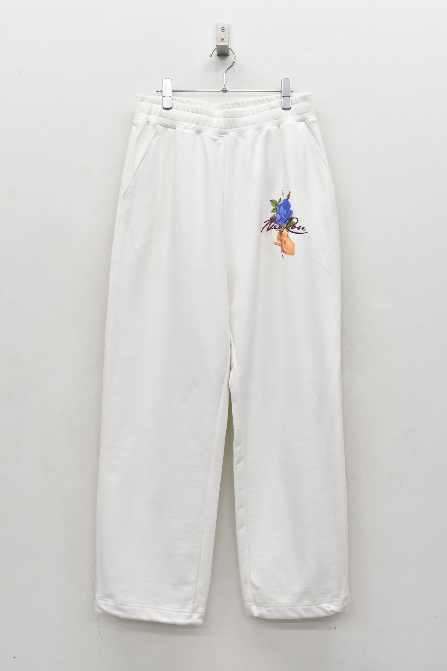 NewRose / Embroidery Wrinklework Sweatpants - WHITE