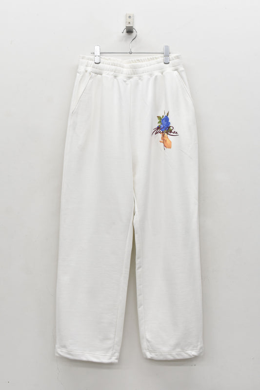 NewRose / Embroidery Wrinklework Sweatpants - WHITE