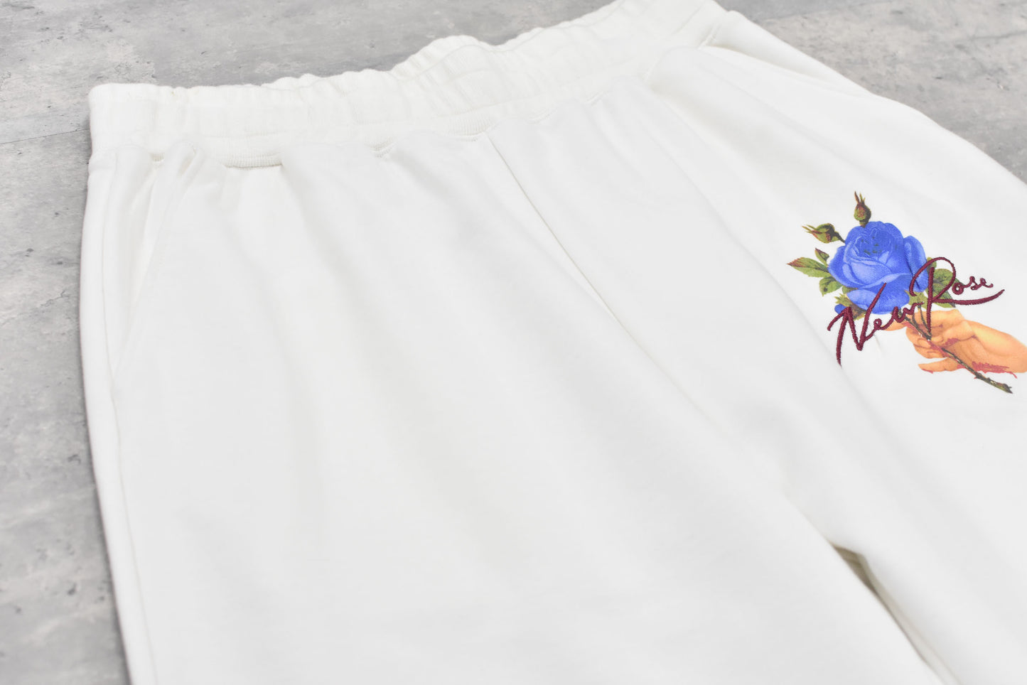 NewRose / Embroidery Wrinklework Sweatpants - WHITE