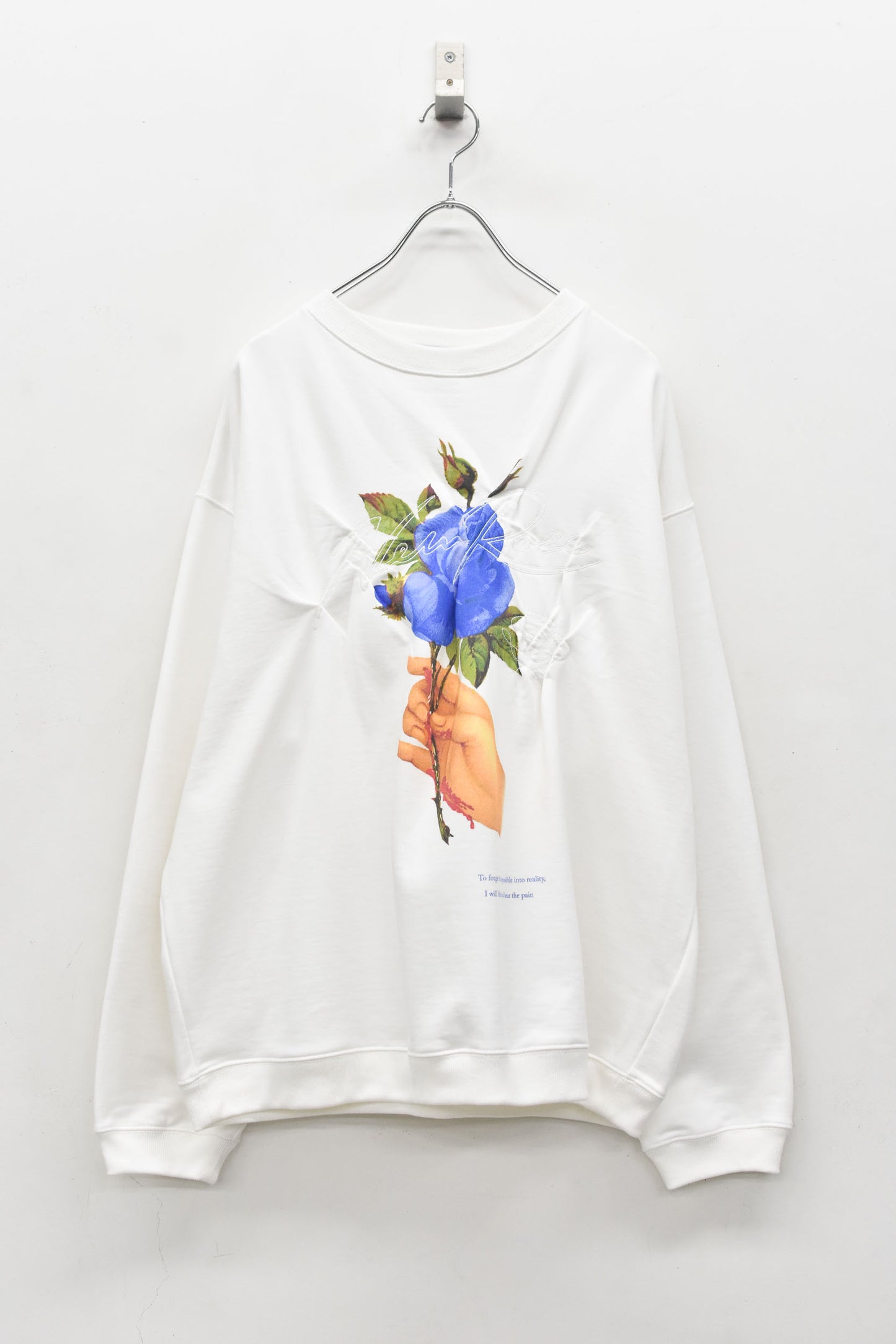 NewRose / Embroidery Wrinklework Sweatshirt - WHITE