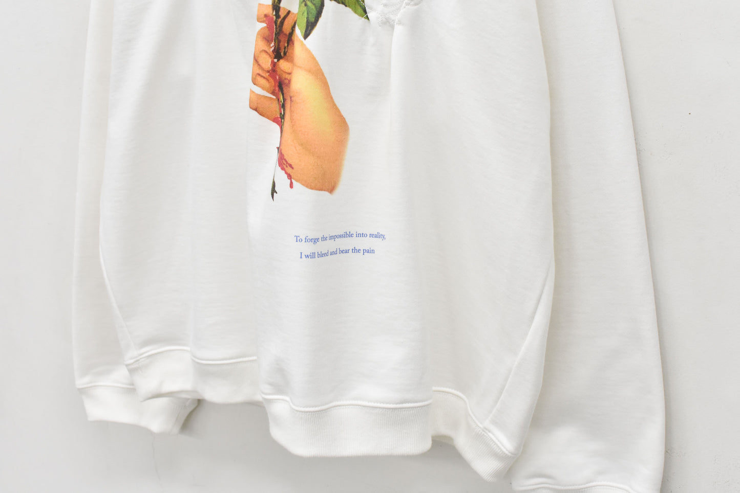 NewRose / Embroidery Wrinklework Sweatshirt - WHITE