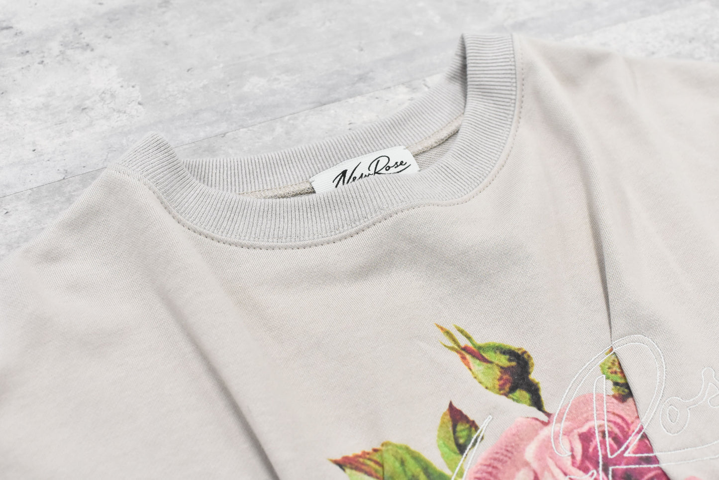 NewRose / Embroidery Wrinklework Sweatshirt - GRAY