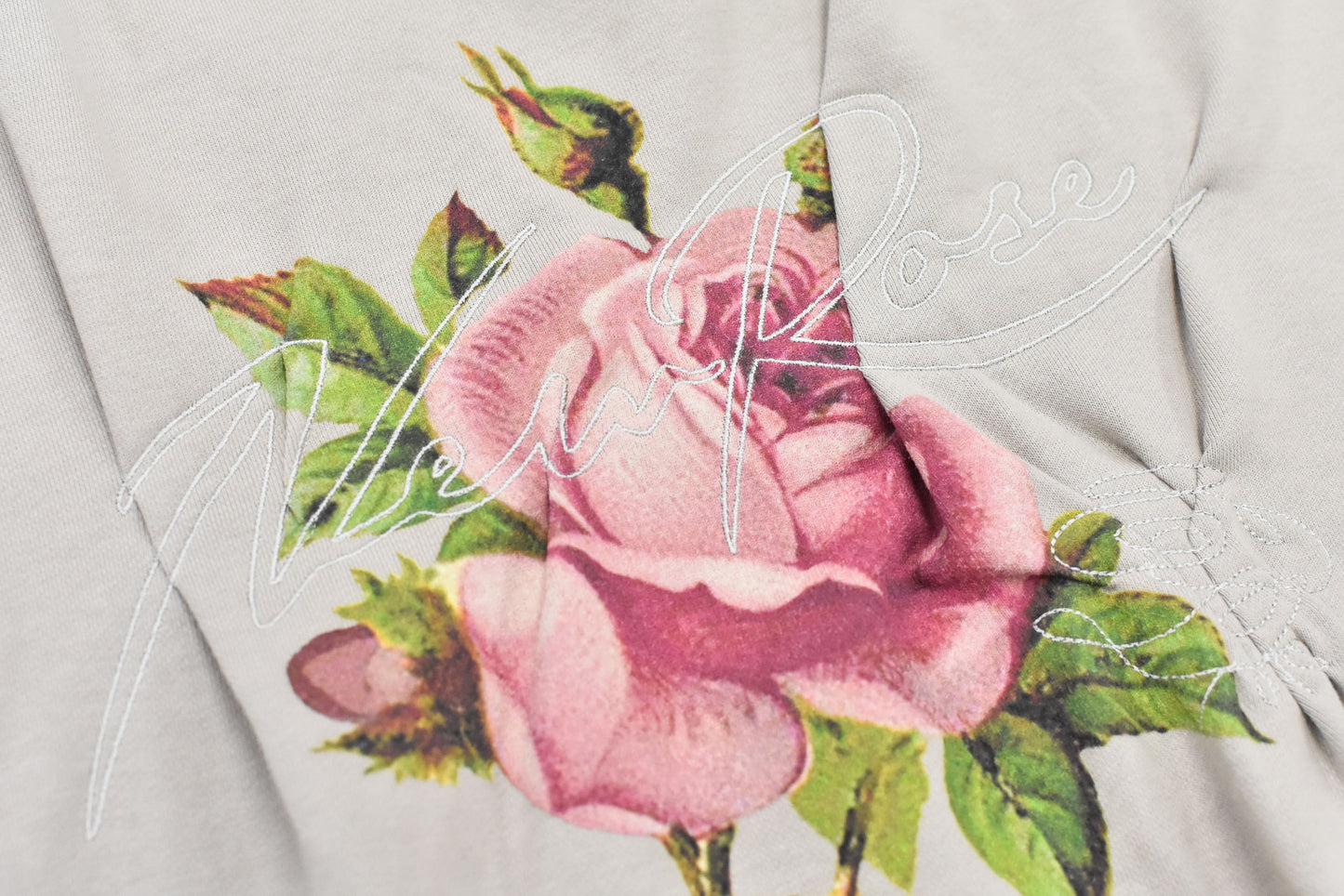 NewRose / Embroidery Wrinklework Sweatshirt - GRAY