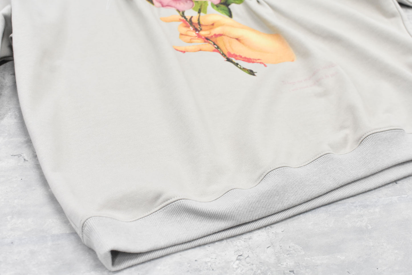 NewRose / Embroidery Wrinklework Sweatshirt - GRAY