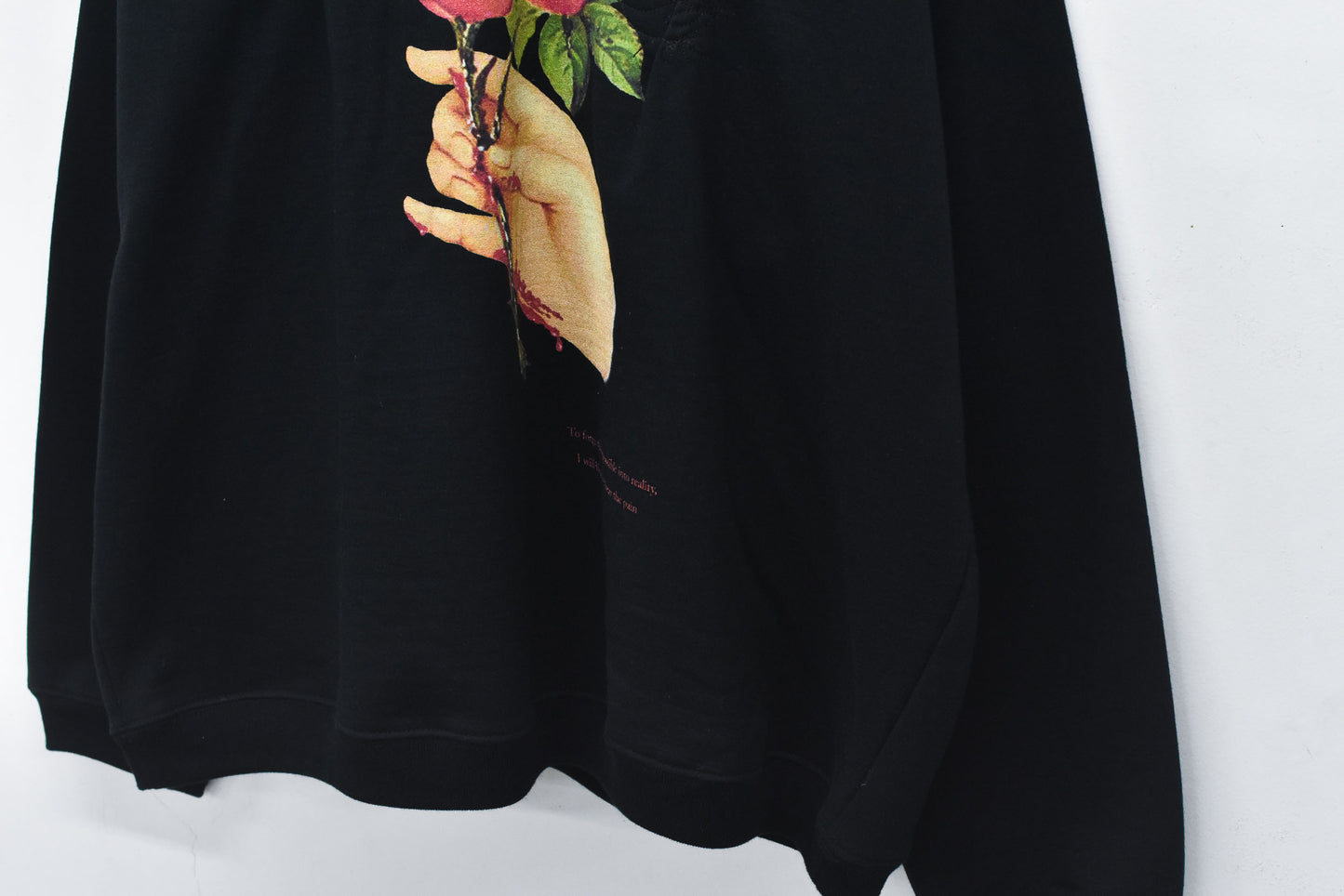 NewRose / Embroidery Wrinklework Sweatshirt - BLACK