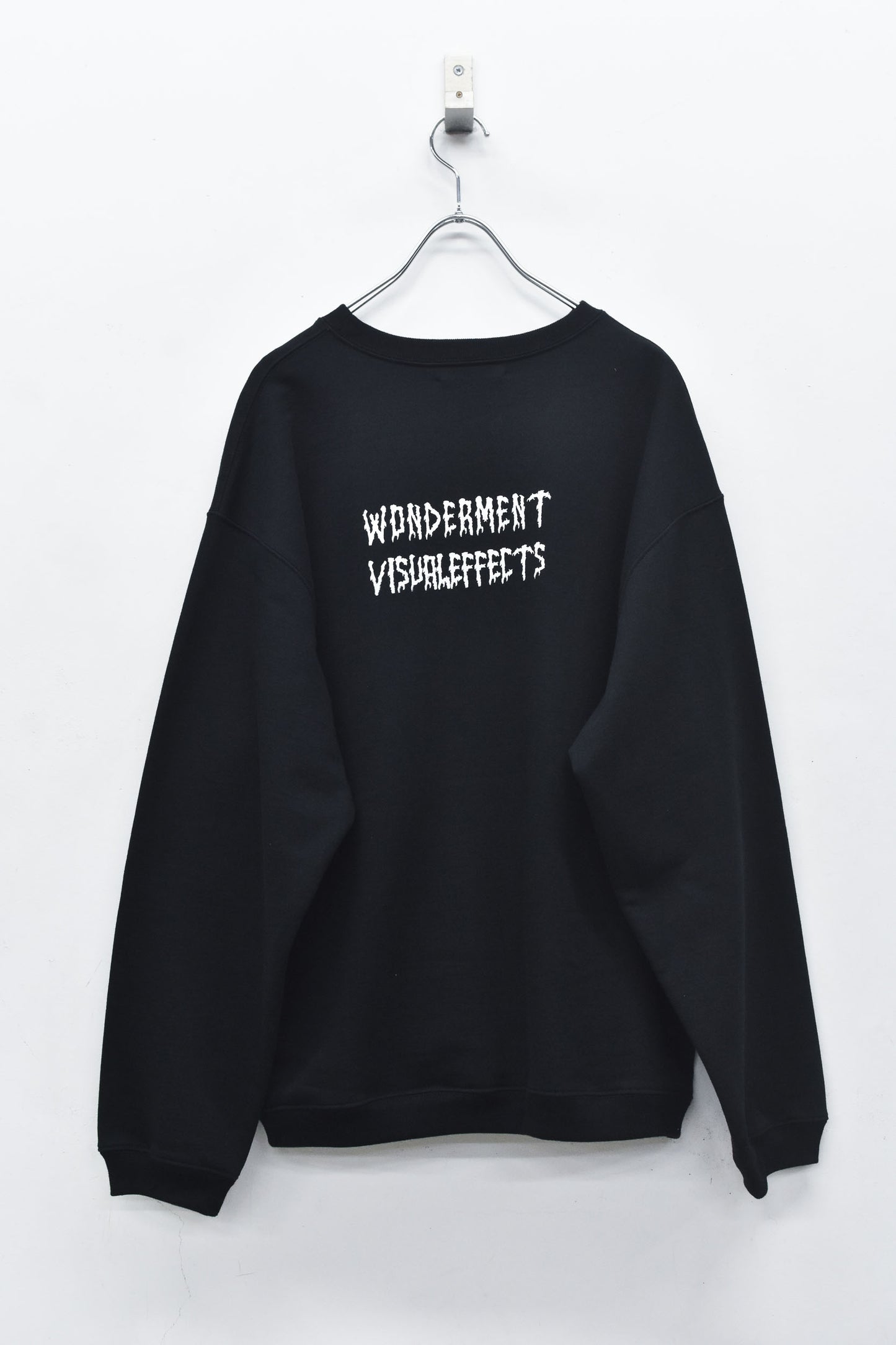 NewRose / Embroidery Wrinklework Sweatshirt - BLACK
