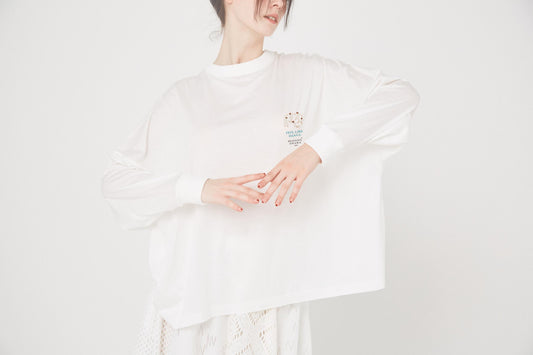 BEDSIDEDRAMA / OMNIDANCE Wide L/S Tee - WHITE