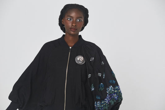 BEDSIDEDRAMA / Mosaic Garden Blouson - BLACK