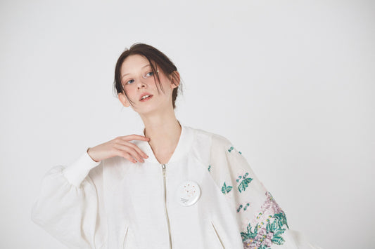 BEDSIDEDRAMA / Mosaic Garden Blouson - WHITE