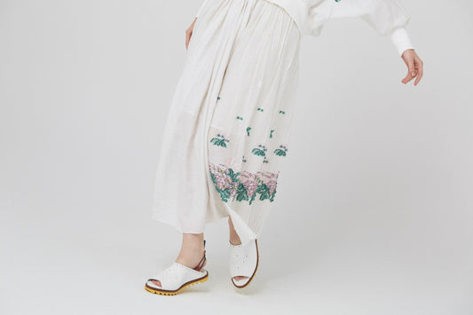 BEDSIDEDRAMA / Mosaic Garden Lace-Up Skirt - WHITE