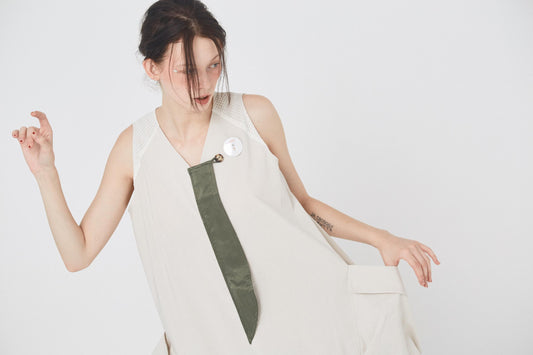 BEDSIDEDRAMA / Mixed Military Dress - NATURAL
