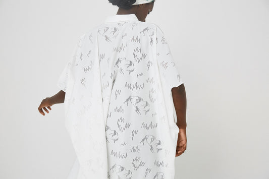 BEDSIDEDRAMA / Dancing Lace poncho shirt - WHITE