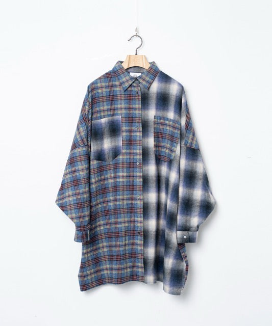 先行予約 STOF / Half flannel check big shirt