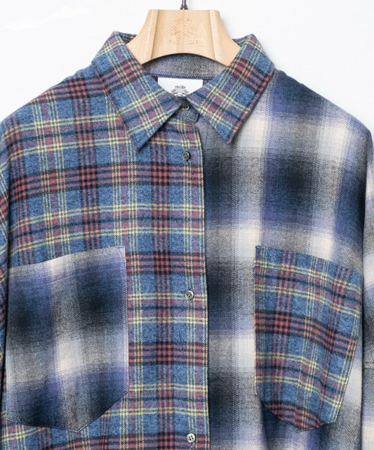 先行予約 STOF / Half flannel check big shirt