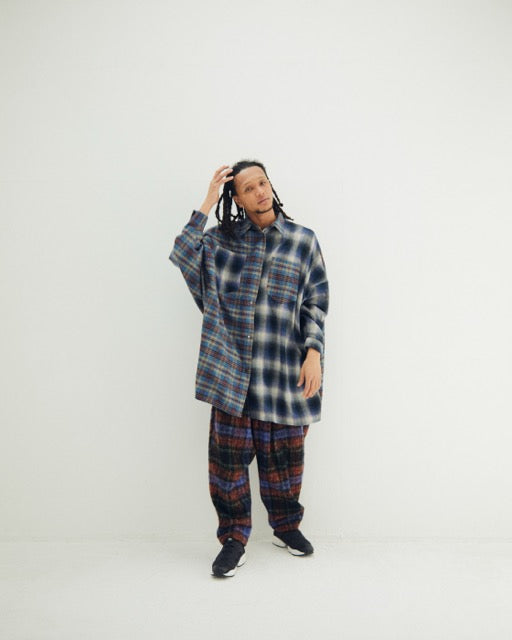 先行予約 STOF / Half flannel check big shirt