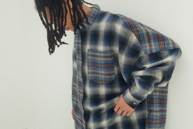 先行予約 STOF / Half flannel check big shirt
