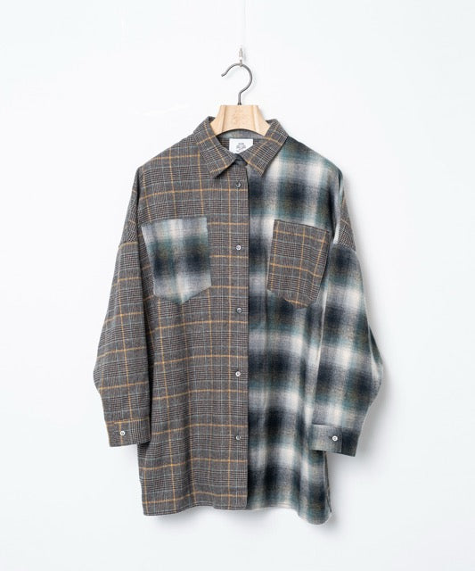 先行予約 STOF / Half flannel check big shirt
