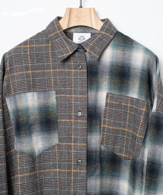 先行予約 STOF / Half flannel check big shirt