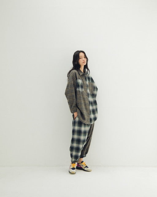 先行予約 STOF / Half flannel check big shirt