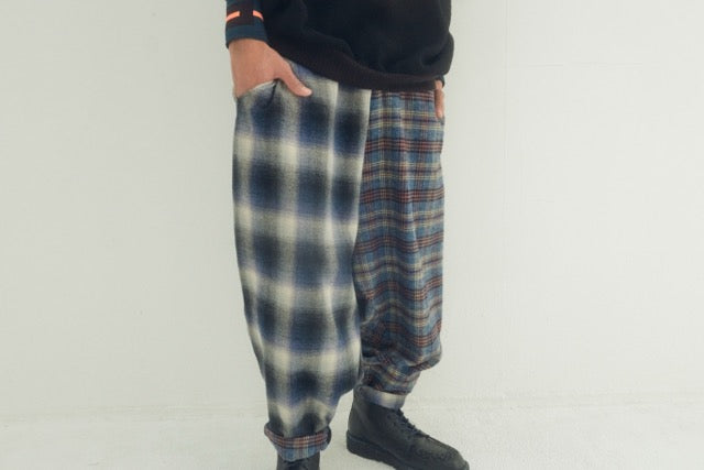 先行予約 STOF / Half flannel check Wide Pants
