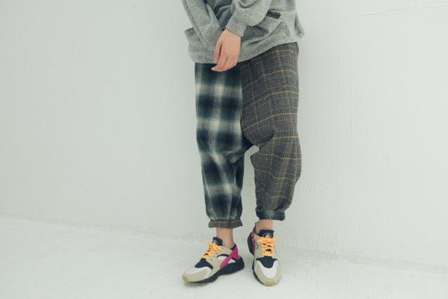 先行予約 STOF / Half flannel check Wide Pants